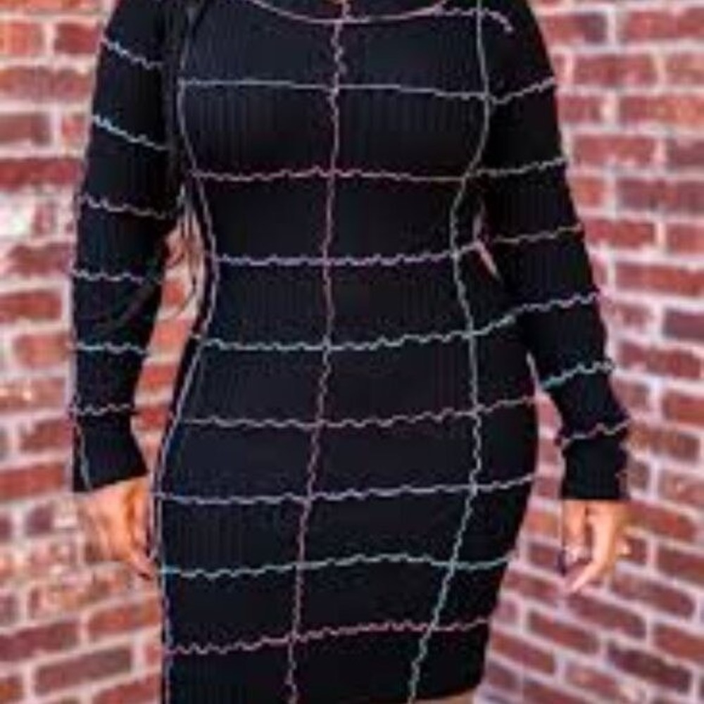 Black Stretchy Sweater Dress Size Large - Picture 13 of 13